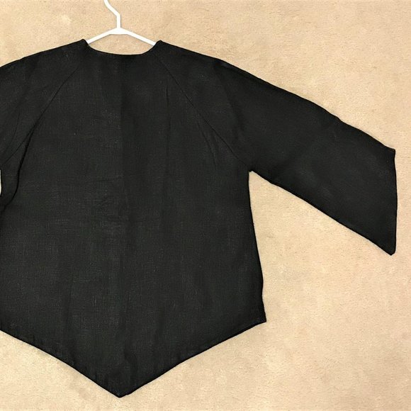 French Connection Women Black Zipper Neck 100% Linen Tunic Size M Made in UK - Picture 6 of 7